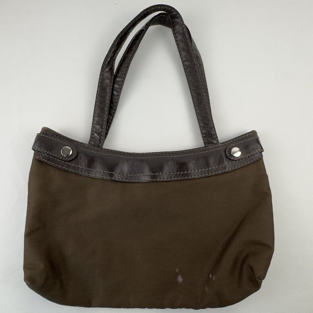 Thirty-One Shoulder Bag Brown Removable Floral Skirt Brown Trim Purse Sachel - Picture 8 of 16